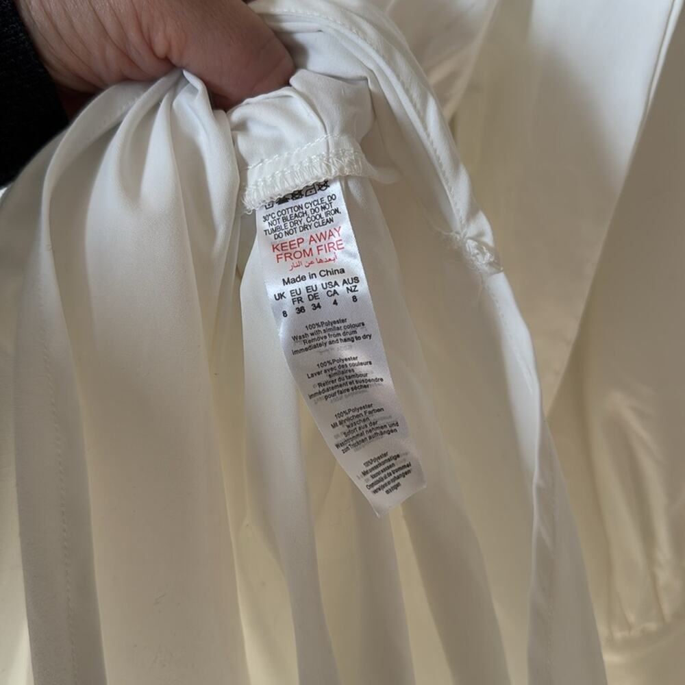 NWT Prettylittlething White Gathered Midi Shirt Dress Balloon Sleeves 4 - Picture 11 of 11